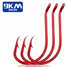 50~100Pcs Red Octopus Fishing Hooks with Barbed High Carbon Steel Circle Hooks