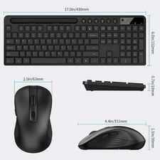 Wireless Keyboard/Mouse Combo, 2.4G Ergonomic, Phone/Tablet Holder, Silent Mouse