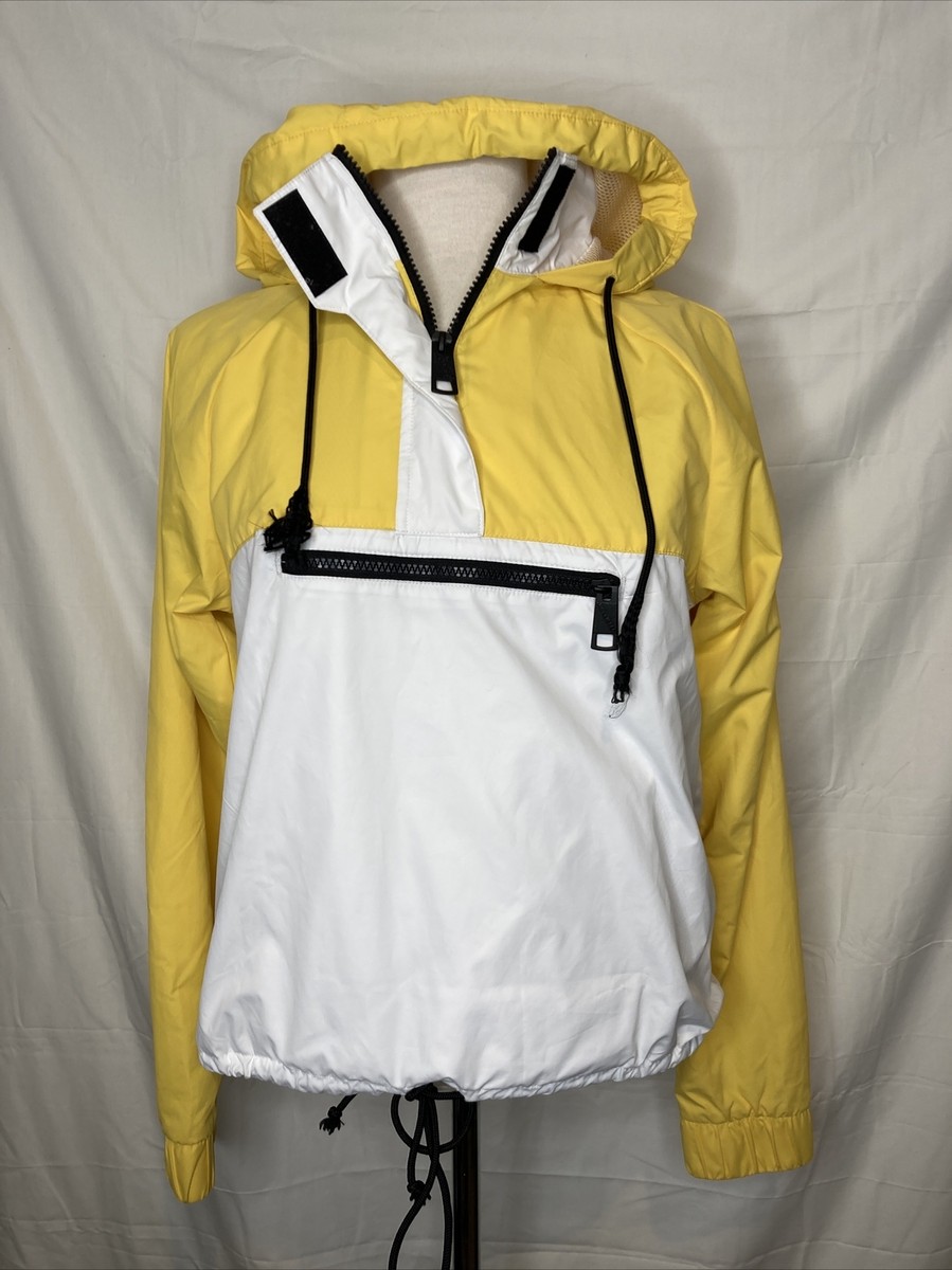 Hollister Windbreaker Hoodie Jacket Women's Small Yellow Long