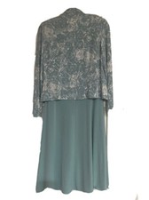 JESSICA HOWARD PREOWNED A-LINE KNEE LENGTH LIGHT GREEN BROCADE MOTHER OF BRIDE