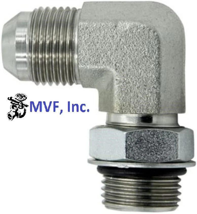 1/2" Male JIC 37° Flare x 3/4" Male ORB 90° Elbow Zinc Plated 6801-08-12 - Image 3 of 4