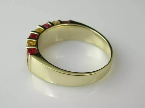 4 Ct Princess Cut Ruby & Diamond Wedding Channel Set Ring 14K Yellow Gold Plated - Picture 4 of 5