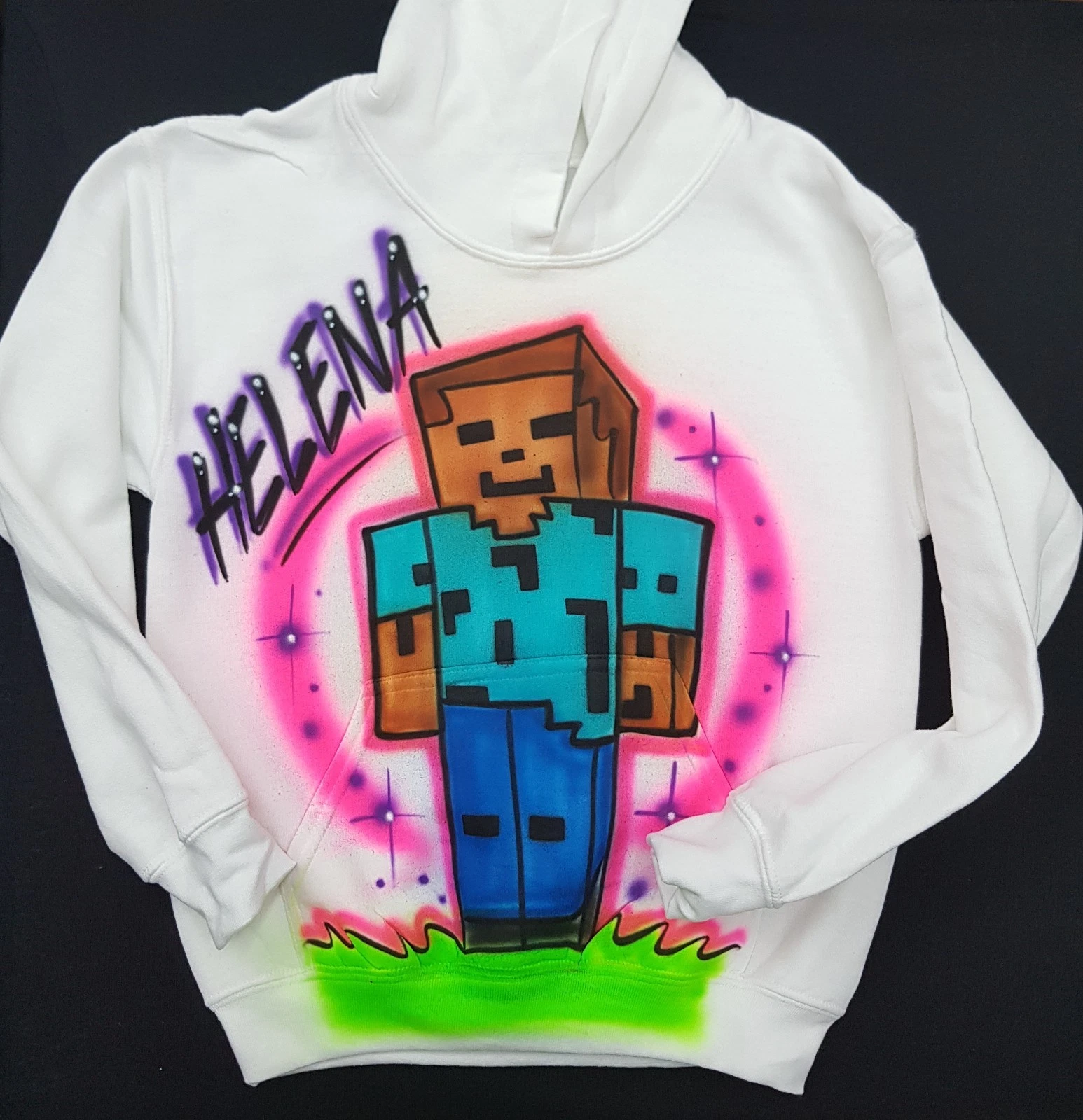 Airbrushed Minecraft Steve Inspired Hoody