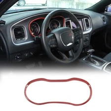 Dashboard Instrument Frame Trim Cover for Dodge Charger 2015-24 Red Carbon Fiber