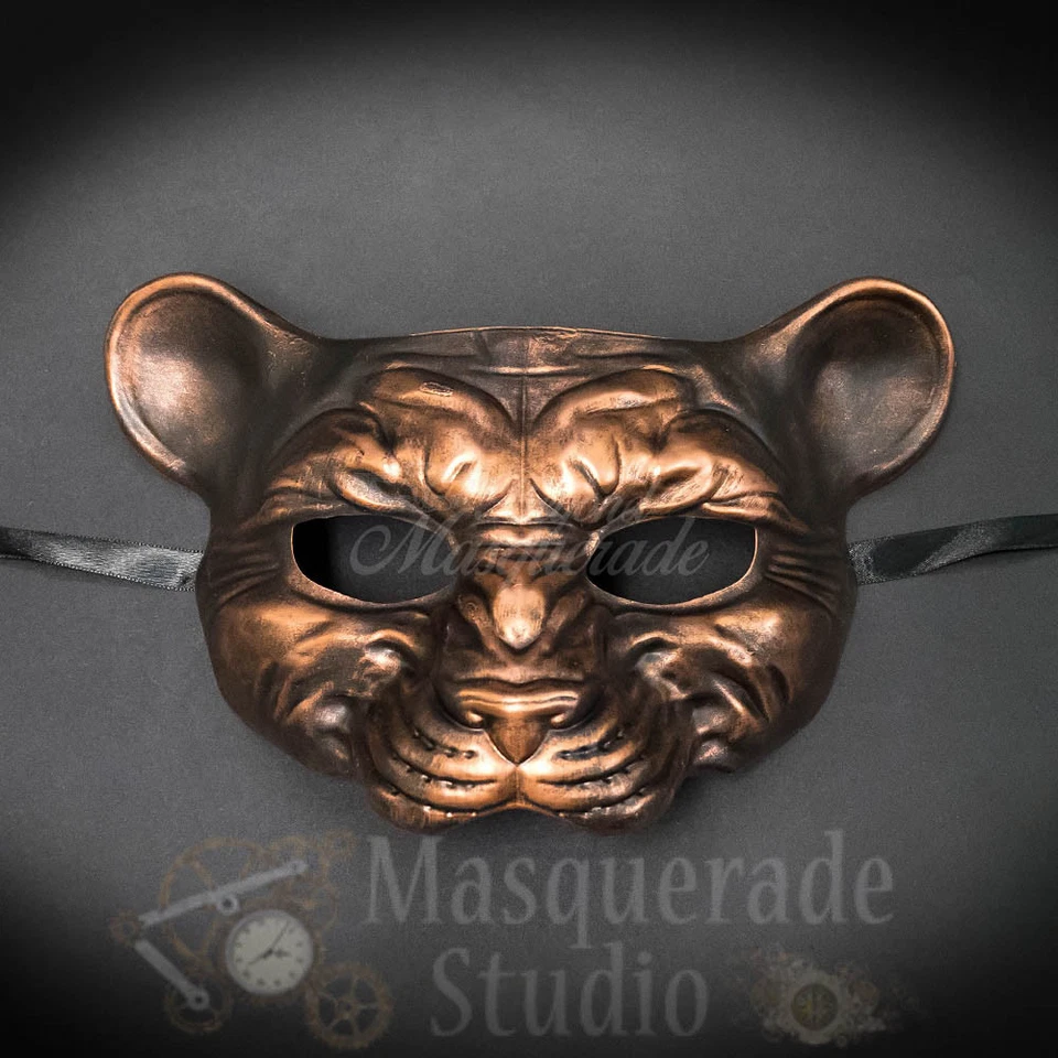 Leopard Haunted Animal Spirit Wall Decoration Halloween Masquerade Mask [Copper] - Image 2 of 4