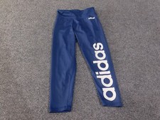 Adidas leggings small blue print womens running performance climalite walking