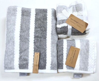 ECO-MELANGE QUICK DRY BAMBOO GRAY,WHITE STRIPES BATH,ONE HAND,6