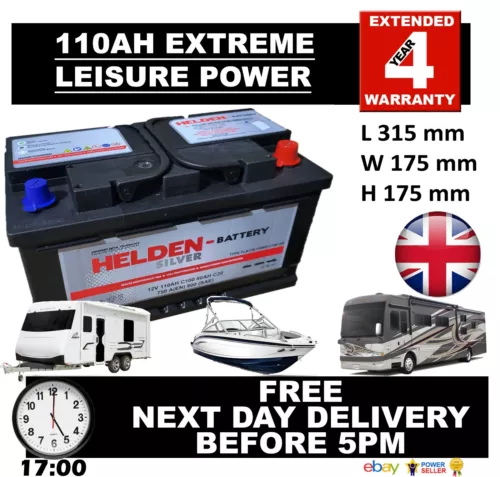 12V 110AH BATTERY LEISURE HEAVY DUTY LOW HEIGHT (105 ah amp) 100 AMP 110 AH