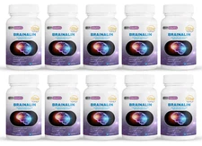 10 Pack Brainalin, promotes mental clarity & cognitive functions-60 Capsules x10