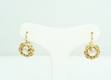 Orecchini a monachella Stile Antico Fiore in Oro 18 Kt e Rose di Diamante grezze