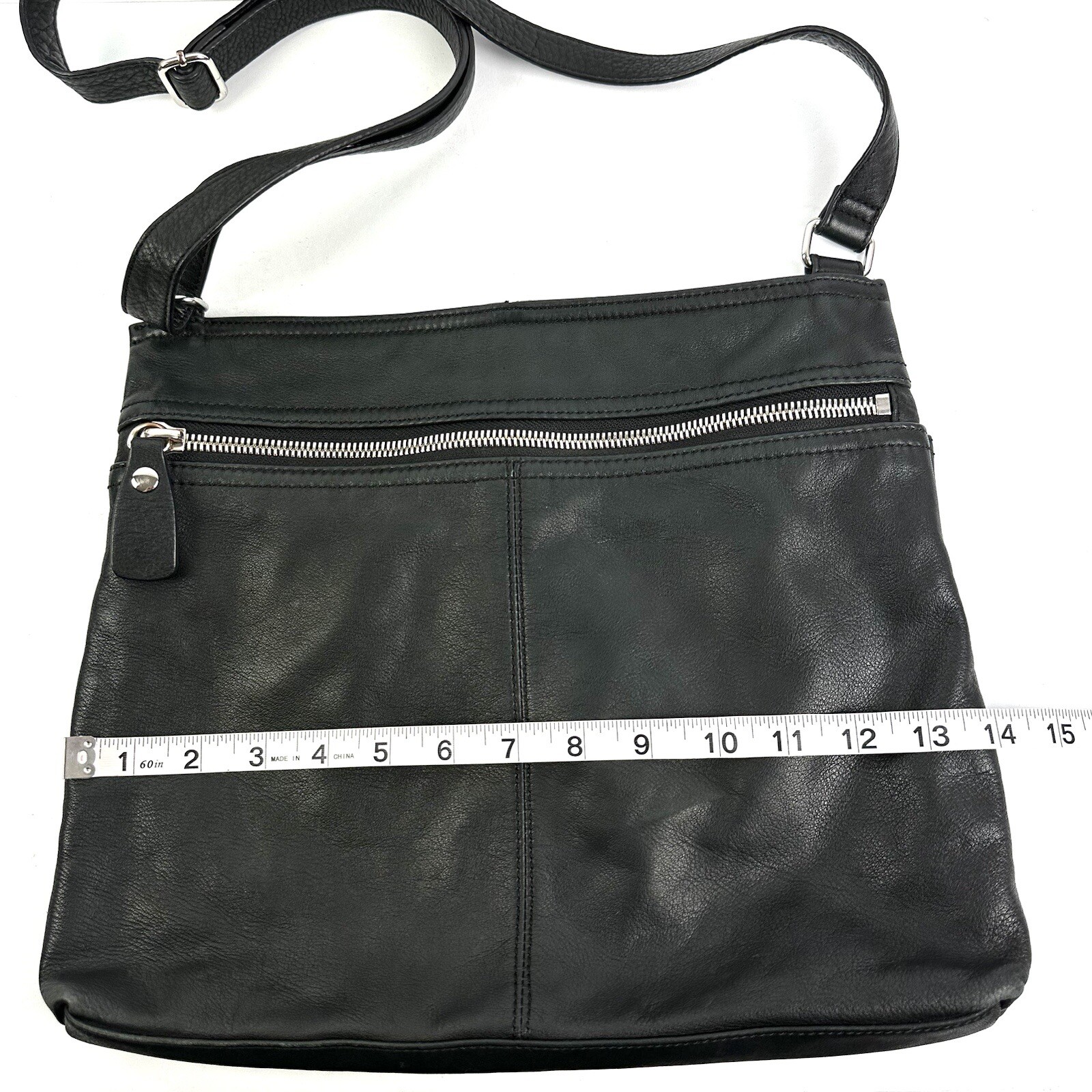 Margot Crossbody Bag Double Zip Black Leather Handbag… Gem