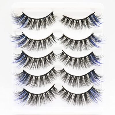Colored Wispy Fluffy Long 3D Fake Lashes, Natural Purple Brown, Makeup, 10 Pairs