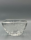 Vintage FTD 1989 - 24% Ld Crystal Rectangle Etched Flower Bowl Vase Germany.