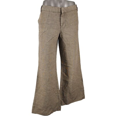 Women's 2008 Gap Wide Leg Dress Pants 10 Ankle Brown Linen/Cotton Career  Wear