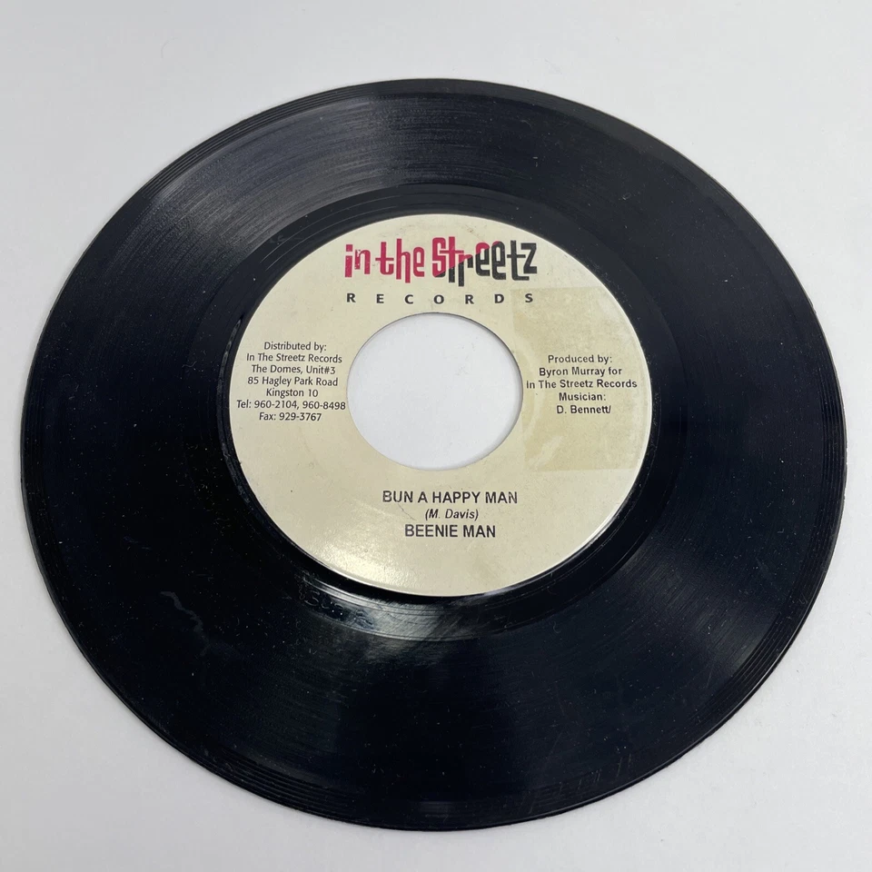 RARE! Beenie Man, Bun A Happy Man (Vinyl Record,45rpm,7",2003) Jamaica Pressing - Image 2 of 4
