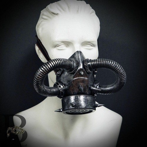 Costume Steampunk Respirator Mad Max Mouth Mask Goggles Cosplay Molecular Silver - Picture 2 of 2