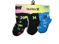 Hurley Baby Socks Total 6 Pair Baby Boys Socks Ankle 6-12 Months NWT