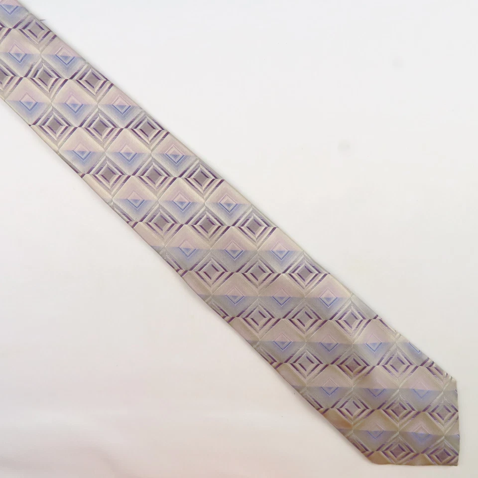 Stacy Adams 淡粉色紫色几何盒条纹男式领带 60x3.5 现代 — 第 2/4 张图片