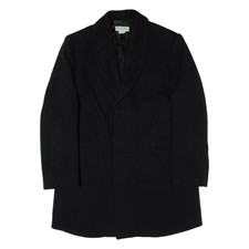 Dries Van Noten Overcoat Jacket Black Wool Womens L