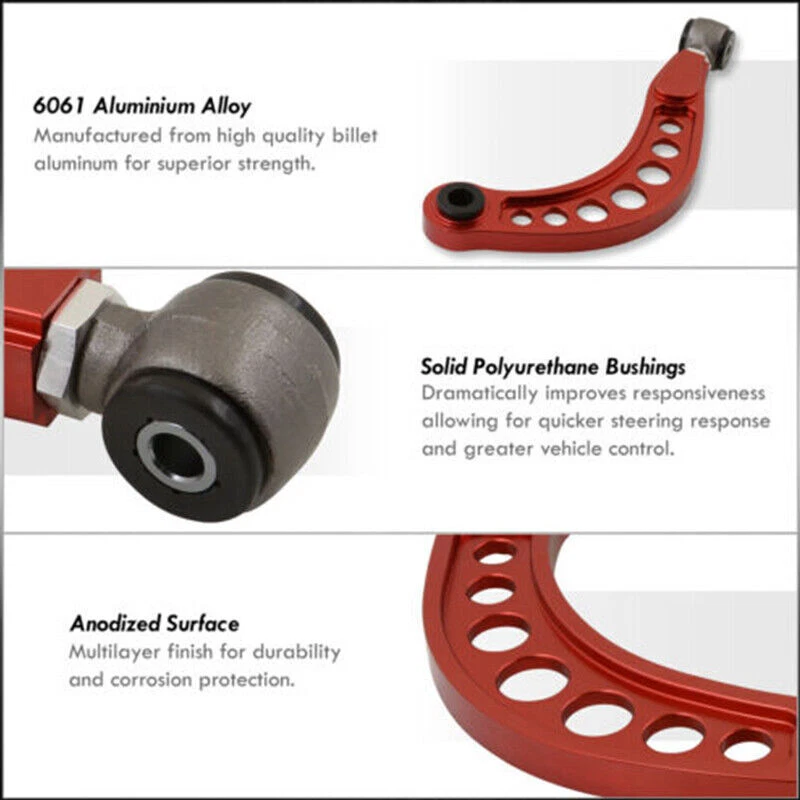 Adjustable Rear Upper Camber Control Arms Kit for 2006-2015 Honda Civic 1.8 Red Foto 3 de 4