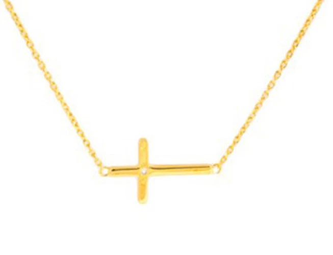 Off center cross best sale necklace