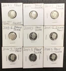 2009S-2018S US Roosevelt SILVER Dimes Set of 9 Different "PROOF" Carded Coins!