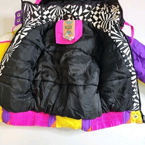 Fun Kids Club Vintage Neon Multi-Colored Puffer Jacket Size 4 Toddler 4T Girls - Picture 4 of 11