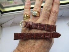 18mm VINTAGE APOLLO ANTIQUE CALF LEATHER BROWN WATCH STRAP GOLD BUCKLE BOXED