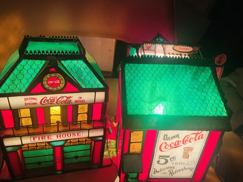 1997 Coca Cola Franklin новом витраж АЗС настольная лампа коллекционный - Изображение 3 из 3