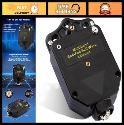 150W HF End Fed Antenna 1-30MHz, 1:64 Balun, Shortwave Radio, CW/AM/FM/SSB