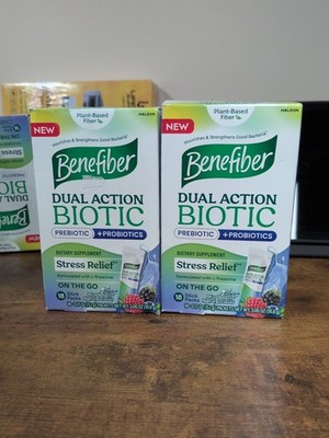 2 Benefiber Dual Action Biotic Plus Stress Relief Mixed Berry Pack Best 12/25