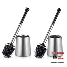 Toilet Bowl Brush Holder Set: 2Pack Silicone Stainless Steel Deep 2pack