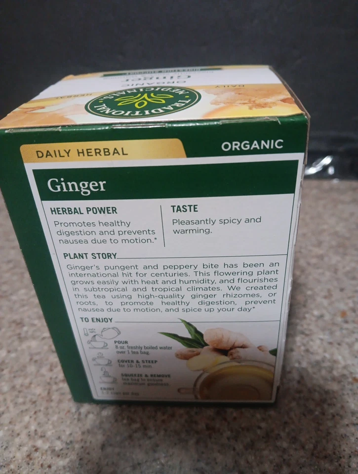 Té de hierbas de jengibre orgánico medicinales tradicionales, 16 bolsitas de té Foto 3 de 4