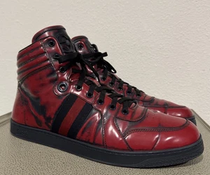 Baskets montantes homme Gucci 283533 logo "GG" rouge marine marbre brûlé taille 11 G
