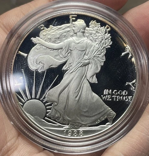1988-S Proof American Silver Eagle OGP Box and COA