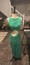 SHEIN Green Cut Out Ruched Bodycon Sleeveless Long Dress Size M