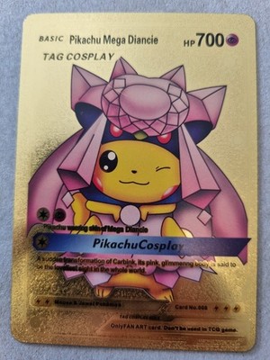 Pokémonkarte Pikachu Mega Diancie Tag Cosplay Card No. 008 Gold