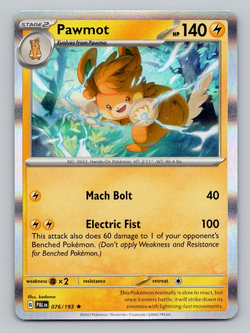 Pawmot 076/193 Rare Paldea Evolved Pokemon Holo Near Mint