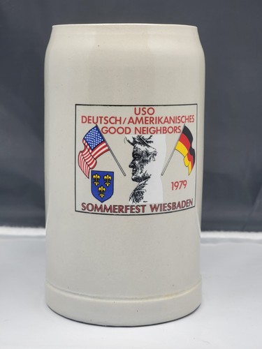Vintage Sommerfest Wiesbaden 1979 Steinzeug Stein glasiert Bierkeramik 1L