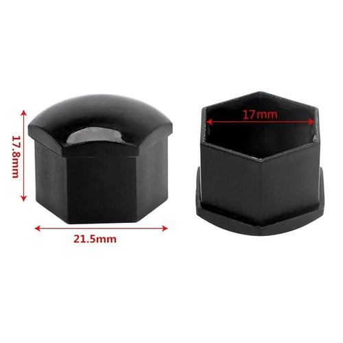 20x 17 mm Rad Nuss Bolzen Center Abdeckung Schwarz Kappen zum VW Audi Skoda - Picture 3 of 6