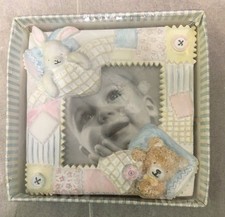 Carter's Gift Baby Bunny Teddy Bear Home Square Photo Picture Frame New DX