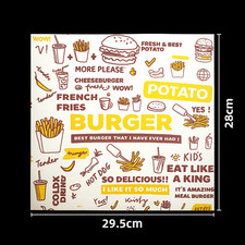 100x Greaseproof Printed Disposable Fastfood Burger Paper Deli Wrap Takeaway