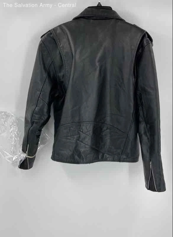 Milwaukee Mens Black Leather Long Sleeve Full-Zip Motorcycle Jacket Size Medium - Image 2 of 4