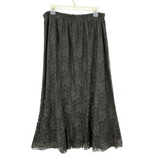 Vintage Black Lace Trumpet Skirt Sz L Whimsigoth Witchy Fairycore Coquette Maxi
