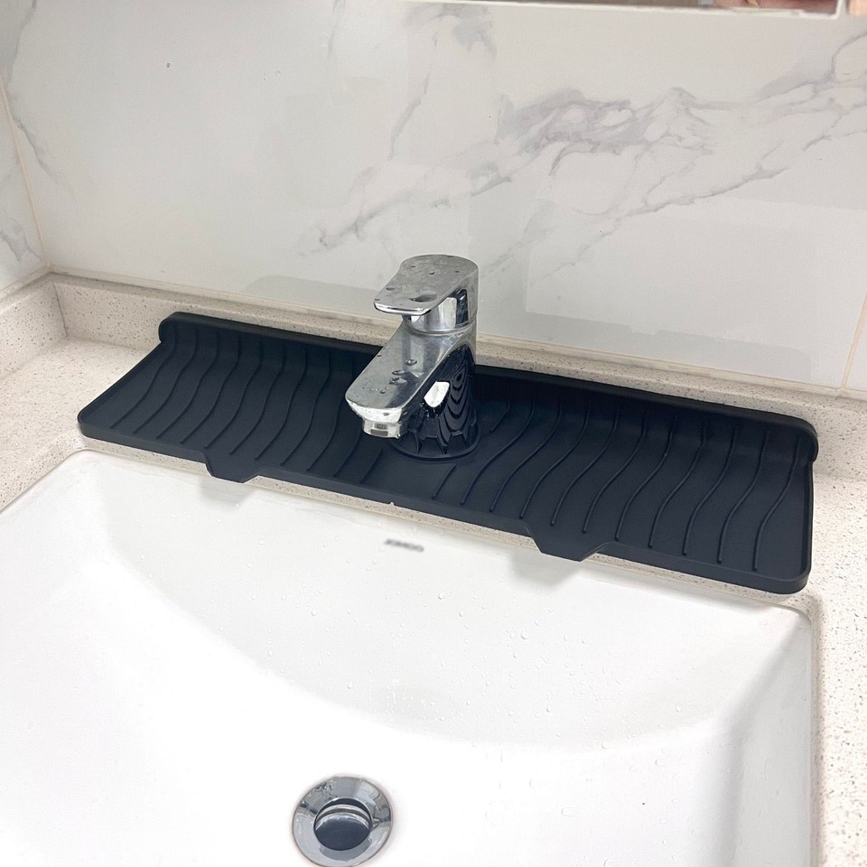 Silicone Faucet Drain Mat Drip Catcher Tray Kitchen Sink Splash Guard ...