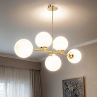 Deckenleuchte Glas Blendarm In Gold Weiß E27 5-Flammig Esszimmer Deckenlampe