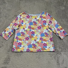 Talbots The Talbots Tee Floral Top Women's Plus Size 2X 3/4 Sleeve Stretch
