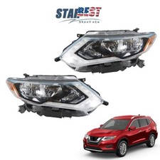 For 2017-2019 Nissan Rogue Pair Projector Headlights Headlamps Chrome LH&RH Side
