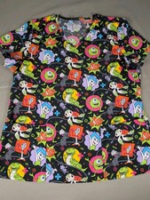 Disney Pixar Scrub Shirt Womens Extra Large Black Nemo Toy Story Monsters Inc