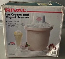 Vintage Rival Ice Cream & Yogurt Freezer Maker Model 8401 Electric 4-Qt (READ)